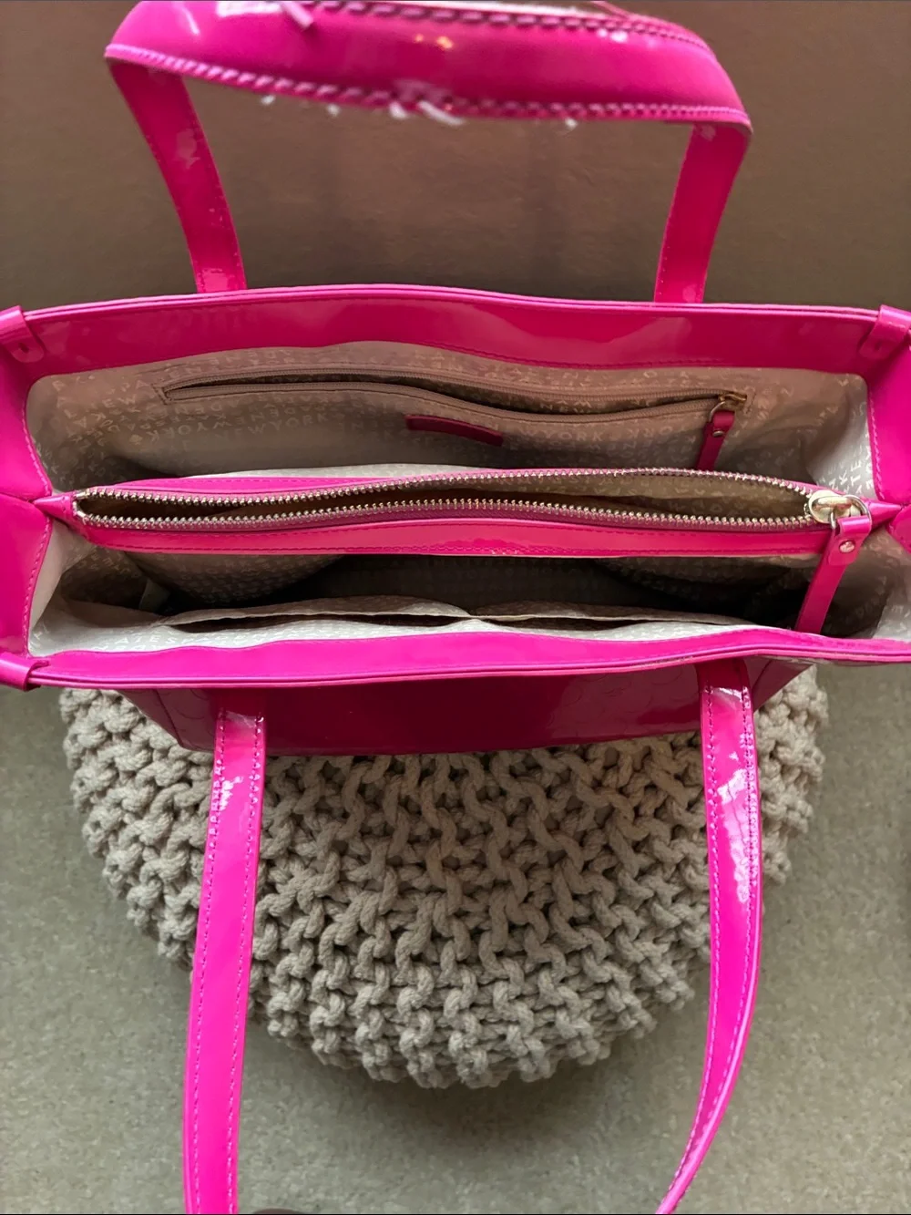 kate spade Hot Pink Patent Circle-Embossed Tote